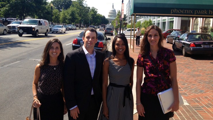 Kelsey, Jake, Mika and Katy outside our D.C. offices